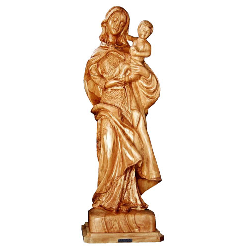 Olive Wood Virgin Mary Statue